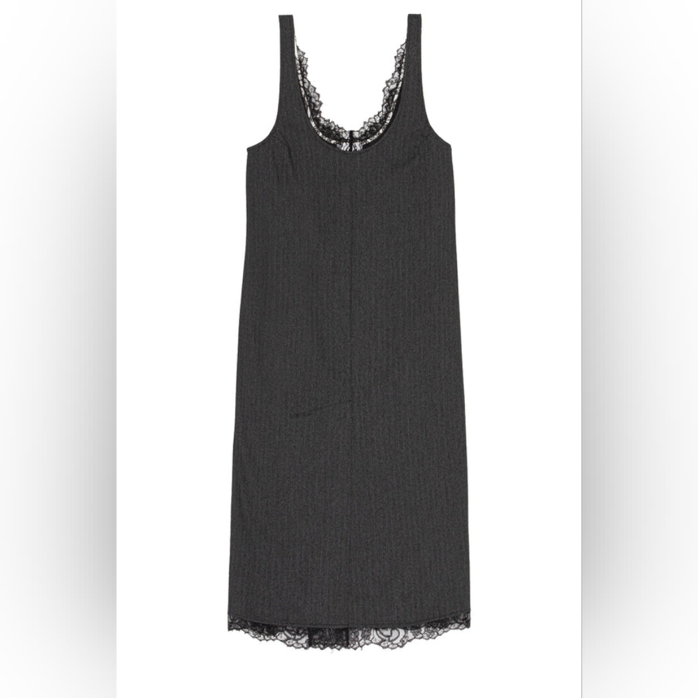 Lace-Trim Scoop-Neck Midi Dress